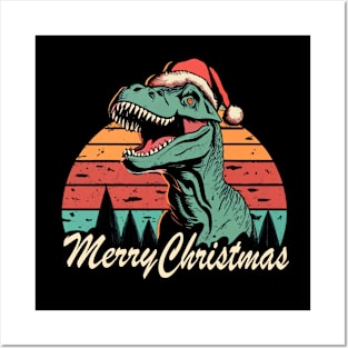 Dino Santa Merry Christmas Posters and Art